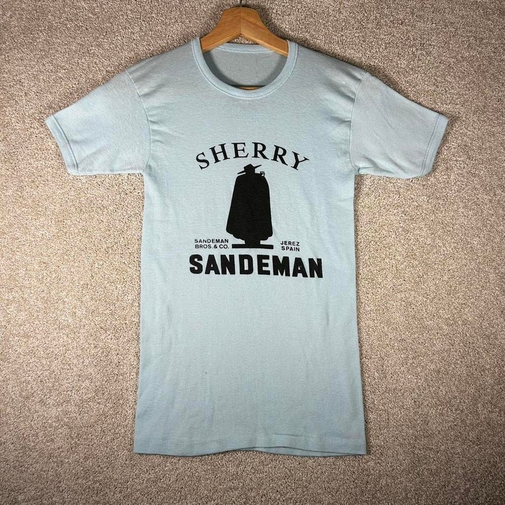 Vintage 70s/80s baby blue Sherry Sandeman ringer style t-shirt Fits XS